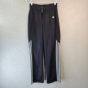 Adidas Track Pants 3 Stripe Black Size Small Stretchy Athletic Workout Pull On